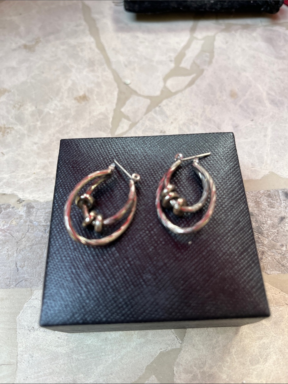 Eliza J Silver-Tone Twisted Hoop Knot Earrings
